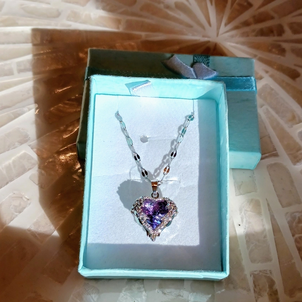 STERLING Silver Amethyst Pendant Necklace